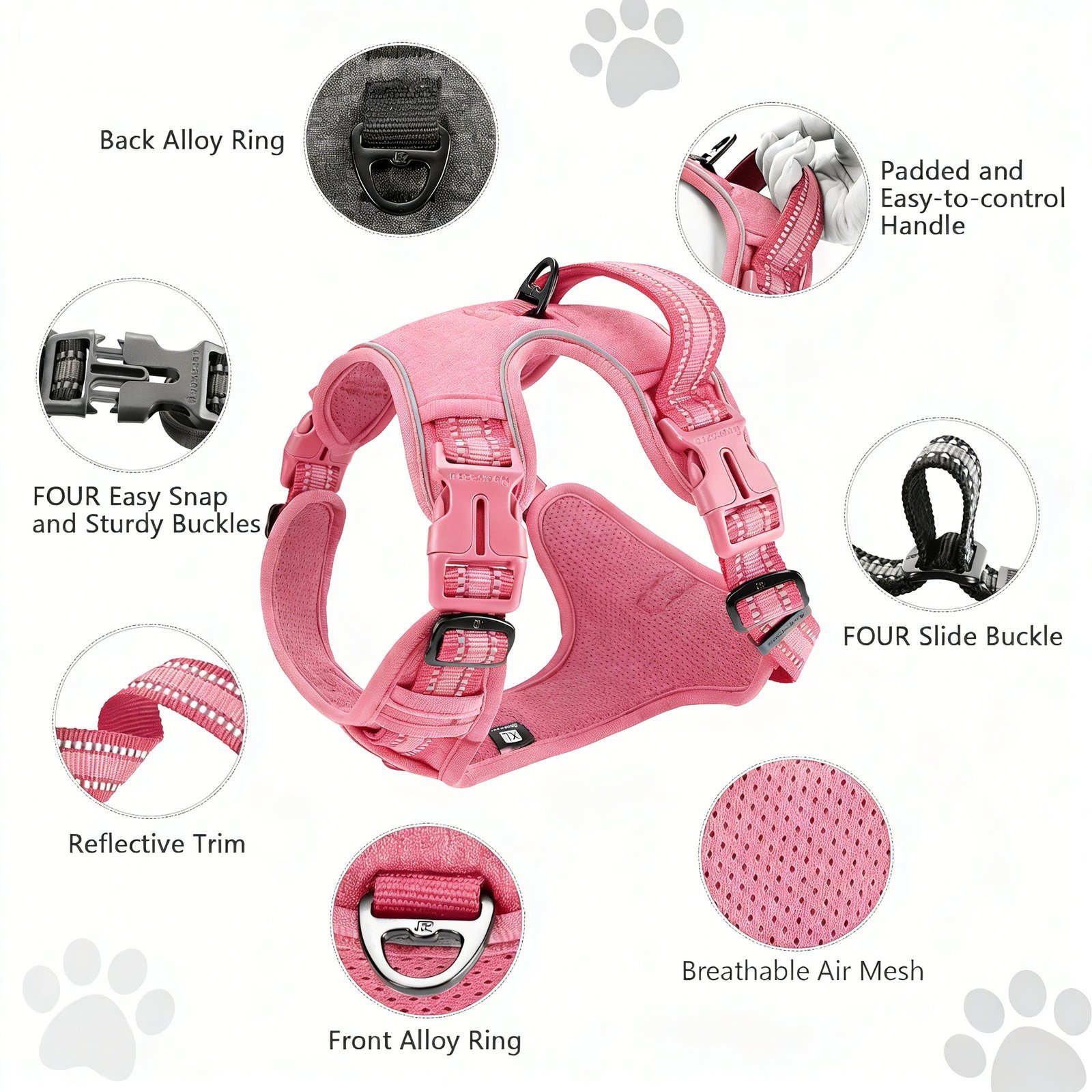 No Pull Dog Harness & Leash Set (2 Counts/set), Escape Proof Reflective Adjustable Pet Vest, Soft Padded Pet Harness with Handle for Small To Large Dogs - Image 3