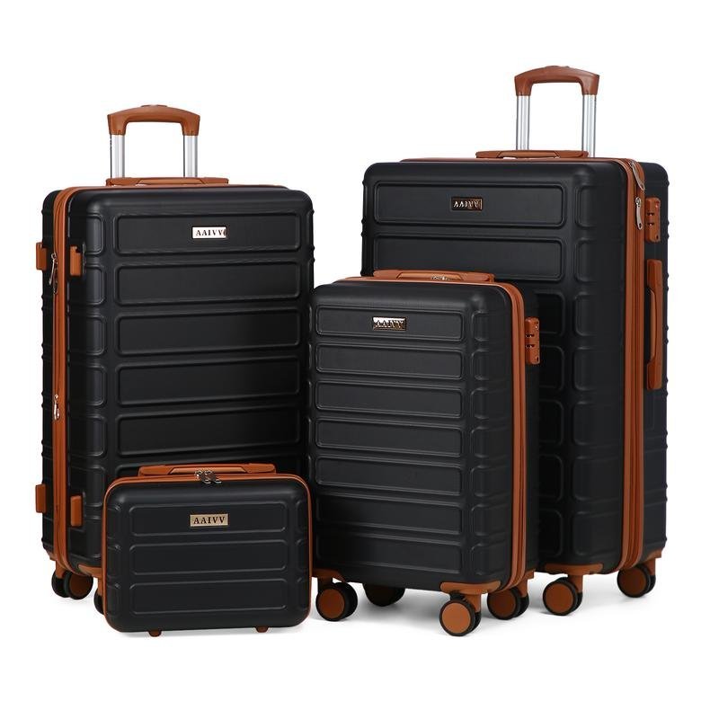 AAIVV 4 Piece Expandable Luggage Sets, ABS Travel Suitcase Set with Double Spinner Wheels, TSA Lock Hardshell Durable Traveling Bag Luggage Sets (13/20/26/28in) Gift for Back to School - Image 4