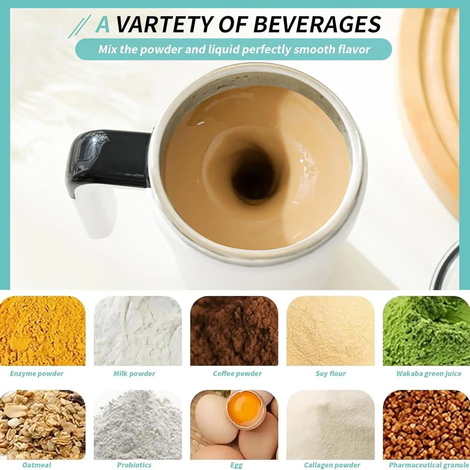Automatic Stirring Coffee Cup. Rechargeable Automatic Stirring Cup with Temperature Display. Drinking Cup Lid with Straw. Suitable for Coffee. Tea and Hot Chocolate - Image 2